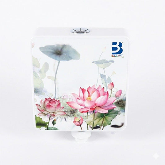 White N Mohammad 3D Lily double-push wall-mounted toilet flush tank